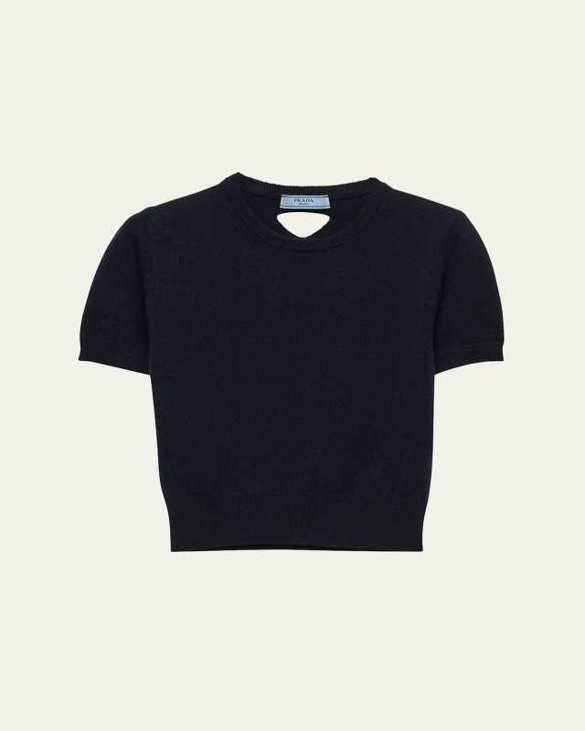 Short-Sleeve Cashmere Crop Sweater